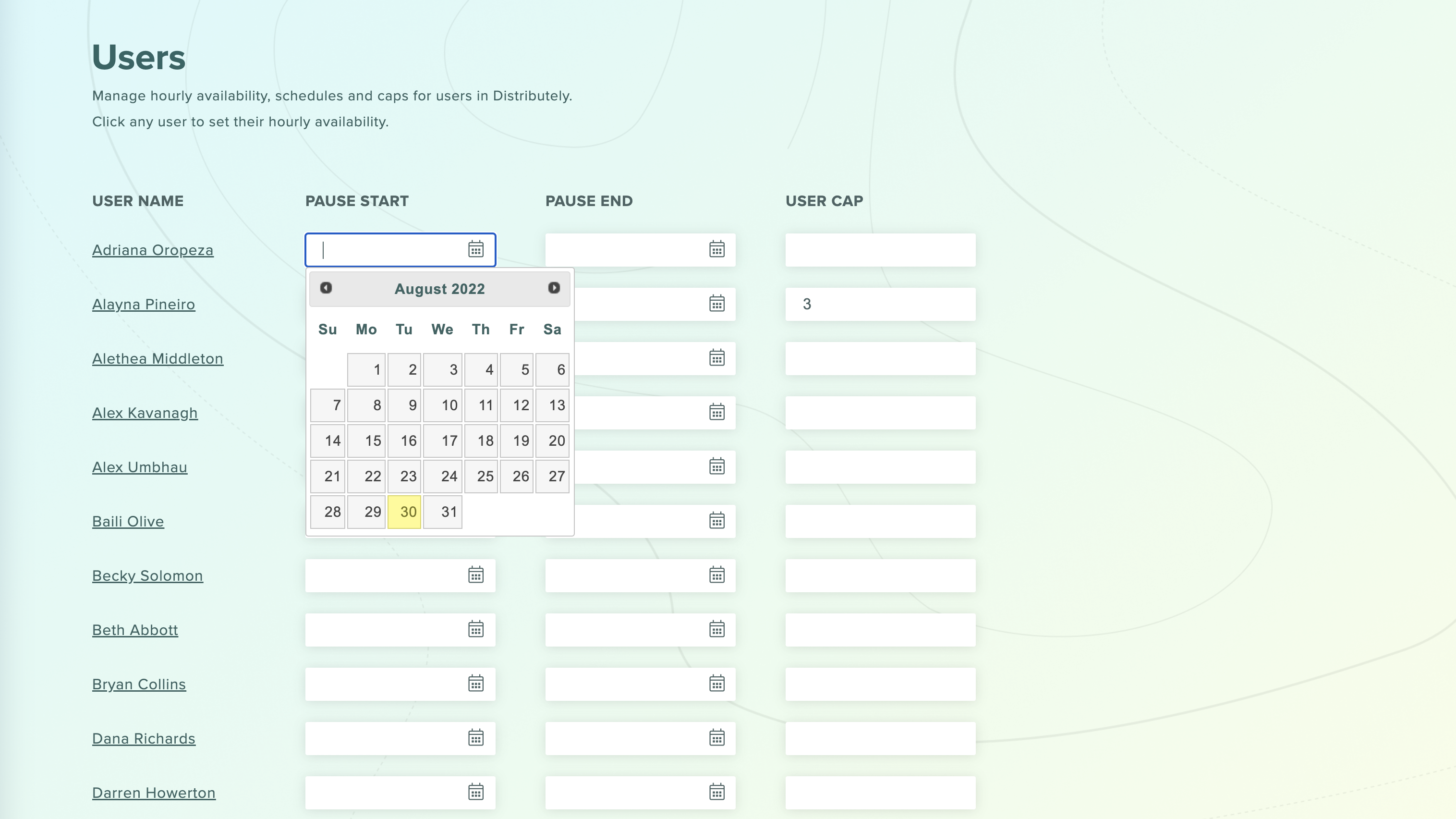 Distribution Schedules